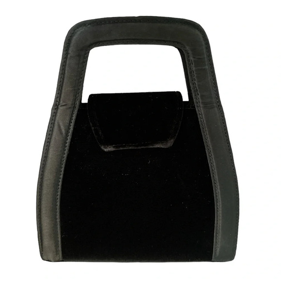 Handbags - Black Suede & Satin Mini Handbag/Crossbody Bag Vintage